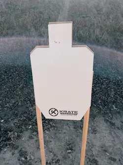 When we first got the Prodigy out to the range, Lindsey loaded up a magazine and stepped back 7 yards. This target, shot rapid fire, demonstrated the Prodigy was capable of serious accuracy. When we first got the Prodigy out to the range, Lindsey loaded up a magazine and stepped back 7 yards. This target, shot rapid fire, demonstrated the Prodigy was capable of serious accuracy.