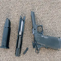 Disassembly and maintenance of the Prodigy was pretty simple. It is similar to the old M1911 GI guns. Not e the lack of a firing pin plunger. This explains the classic, crisp break in the trigger. The DLC (diamond like coating) finish adds to the durability of the gun. Disassembly and maintenance of the Prodigy was pretty simple. It is similar to the old M1911 GI guns. Not e the lack of a firing pin plunger. This explains the classic, crisp break in the trigger. The DLC (diamond like coating) finish adds to the durability of the gun.