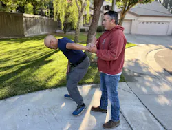 A good lock must 'checkmate' the opponent by controlling, and not allowing them to move in a direction that puts them into a position of advantage. JuJitsu artists do this by simple princlples, including 'creating a base'. A base 'pins' a preson, preventing him from using his other tools. George has locked Lindsey into a painful lock with very little effort. A good lock must 'checkmate' the opponent by controlling, and not allowing them to move in a direction that puts them into a position of advantage. JuJitsu artists do this by simple princlples, including 'creating a base'. A base 'pins' a preson, preventing him from using his other tools. George has locked Lindsey into a painful lock with very little effort.
