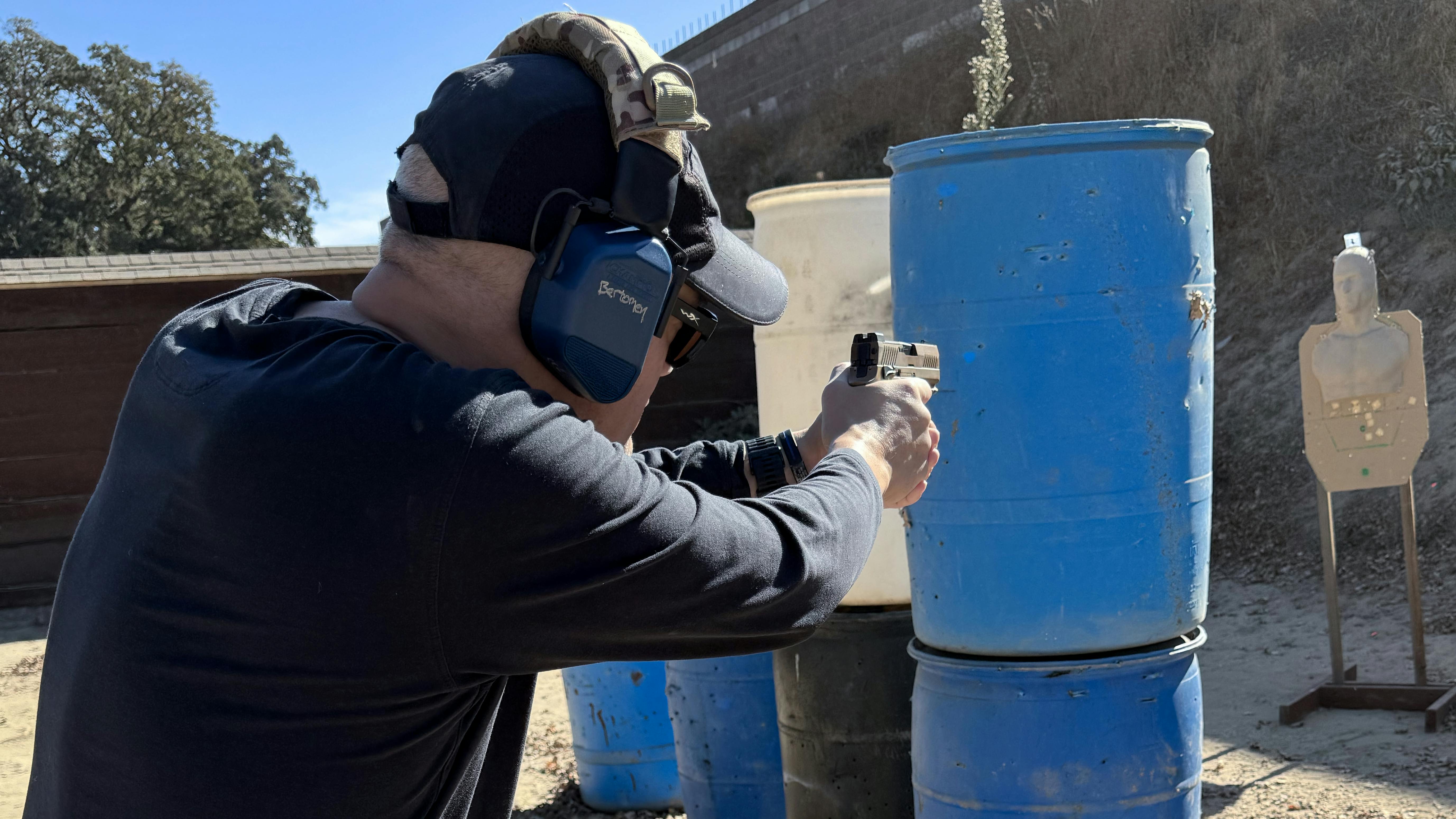 The setup simulated an 'L-Shaped' corridor, where at least one target could not be seen until the officer rounded the corner. This also could be escalated to a headshot, incorporating a failure drill.