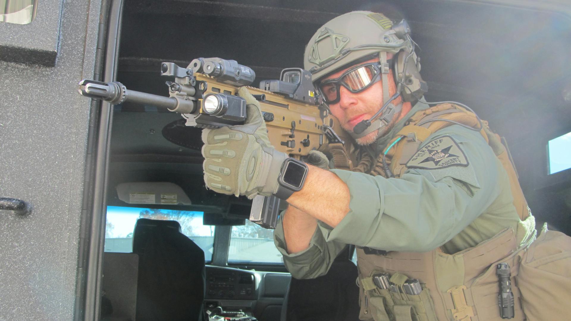 A member of Calvert County, MD, Sheriff's Office's SWAT unit.