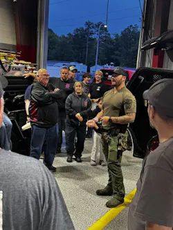 Deputy Hendrickson presents to members from Solomons and Saint Leonard volunteer firehouses. Deputy Hendrickson presents to members from Solomons and Saint Leonard volunteer firehouses.