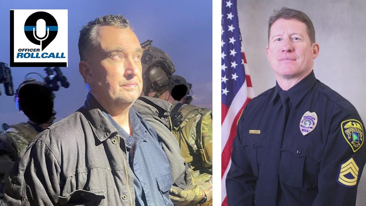Vance Boelter (left) and Brooklyn Park, MN, Police Sgt. Rielly Nordan.