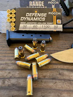 The Fiocchi Defense Dynamics 32 Auto SJHP cartridges we tested were amazing. They consistently produced high velocities and rather surprising terminal performance. The Fiocchi Defense Dynamics 32 Auto SJHP cartridges we tested were amazing. They consistently produced high velocities and rather surprising terminal performance.