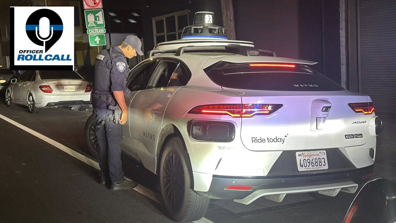San Bruno, CA, police stopped an autonomous Waymo car after the vehicle made an illegal U-turn in front of officers.