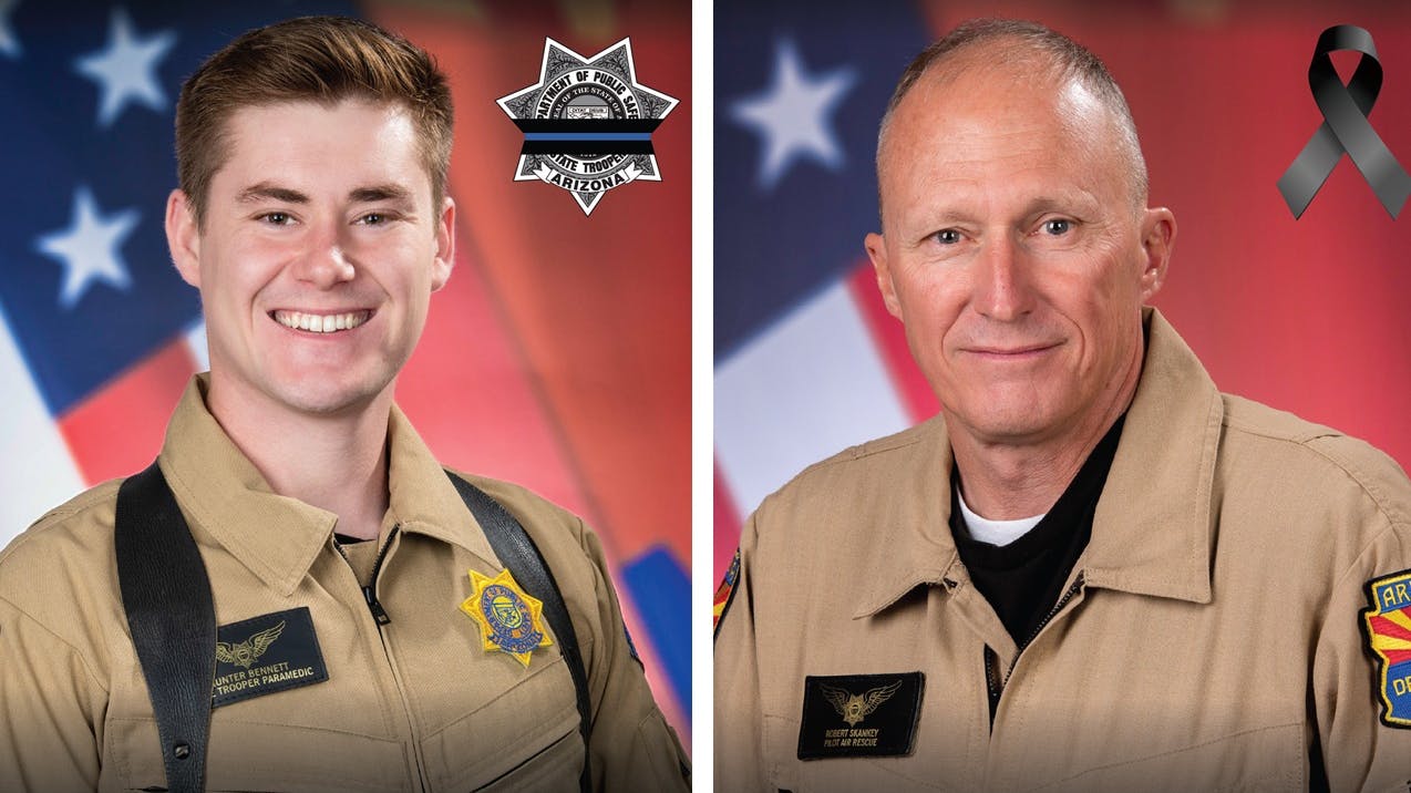 Arizona Department of Public Safety Trooper/Paramedic Hunter Bennett (left) and pilot Robert Skankey.