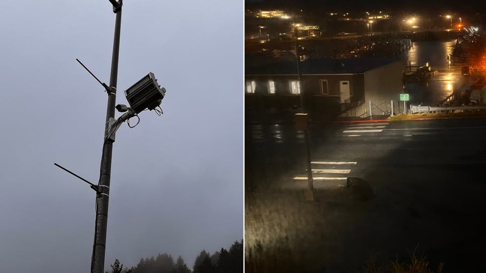 Alaska DOT&PF is piloting the SecurOS&circledR; Soffit pedestrian safety system from ISS on Rezanof Drive near Cope Street in Kodiak.