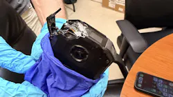 Wounded Volusia County, FL, sheriff's deputy's damaged bodycam. Wounded Volusia County, FL, sheriff's deputy's damaged bodycam.