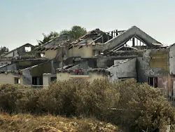 Aftermath of the October 7 attacks on the kibbutz of Be'eri. The buildings still show damage from bullets and RPGs. Aftermath of the October 7 attacks on the kibbutz of Be'eri. The buildings still show damage from bullets and RPGs.