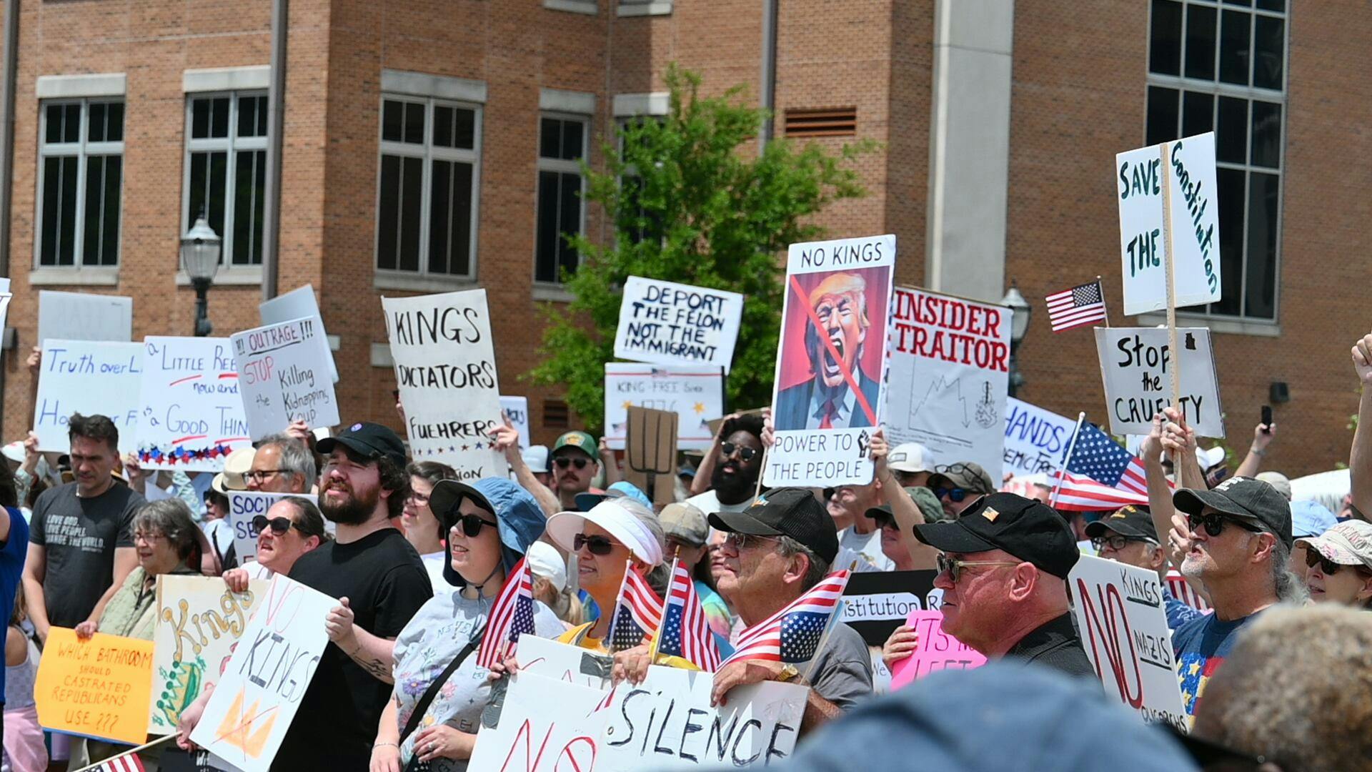 A 2025 'No Kings!' protest in Mobile, AL.