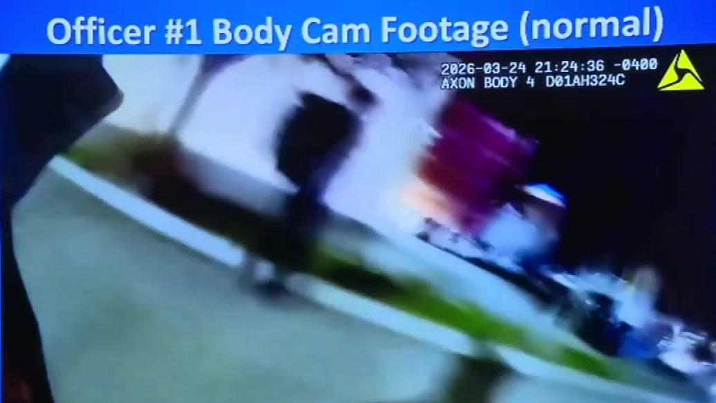 Body camera video of Dayton police's clash with bicyclist.