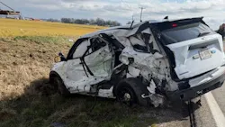 Wrecked Vanderburgh County deputy's cruiser Wrecked Vanderburgh County deputy's cruiser