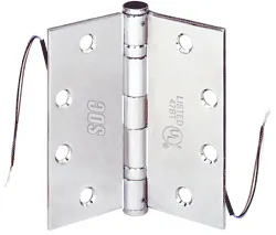 The SDC PTH series electric power transfer hinge is UL 10B listed and meets the standards for three-hour fire doors. Concealed wires carry the power for operating electric locks and access control devices. The SDC PTH series electric power transfer hinge is UL 10B listed and meets the standards for three-hour fire doors. Concealed wires carry the power for operating electric locks and access control devices.