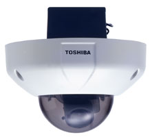 Toshiba's new IK-VR01A vandal-resistant dome camera includes a metal housing and is IP66 rated for water and dust resistance. The camera offers 480 TV lines and sensitivity to 0.4 Lux using a 1/3-inch CCD.