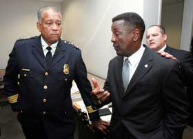 Atlanta Police Chief Richard Pennington (left) discusses courthouse security with other members of a new taskforce studying security at the Fulton County Courthouse. Concurrently, the National Center for State Courts is calling for additional federal fund