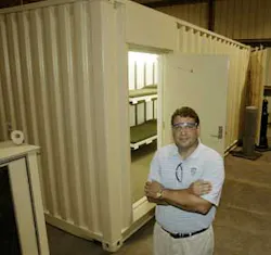 Charles Merrill, chairman of Kontek Industries Inc., poses near a modified shipping container in New Madrid, Mo. The company which once questioned its ability to survive has found a second life as a homeland security business. Charles Merrill, chairman of Kontek Industries Inc., poses near a modified shipping container in New Madrid, Mo. The company which once questioned its ability to survive has found a second life as a homeland security business.
