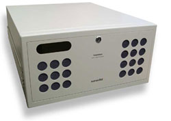 Toshiba HVR Series digital video recorders offer hybrid capability to simultaneously record as many as 16 IP-based network cameras and 32 analog cameras at speeds up to 480 PPS. Other key features are field upgradeable hard drives, PTZ controls, large sto