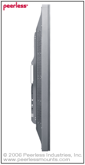 Peerless Industries flat-panel mounts can handle flat and tilt mounts up to 102 inches. Pictured is the company's flat-mount unit for holding a screen up to 102 inches in size.