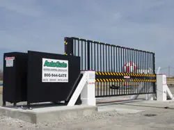 AutoGate's 'The Shield' can be a standard access control gate, but can also withstand impacts from 15,000-pound vehicles traveling at 40 mph. AutoGate's 'The Shield' can be a standard access control gate, but can also withstand impacts from 15,000-pound vehicles traveling at 40 mph.