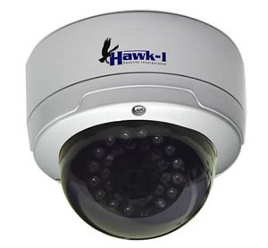 HAWK-I Security's new line of cameras, the HAWK-400 cameras, offer infrared vision in a traditional dome mount design.