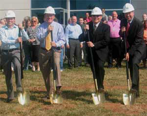 DMP representatives (l to r) Jeff Britton, Steve Powell, Rick Britton, and Bill Jackson at DMP groundbreaking ceremonies.