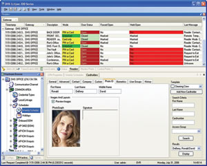 A screen capture demonstrates the access and visitor management interface within the DHS Eclipse 700 software.