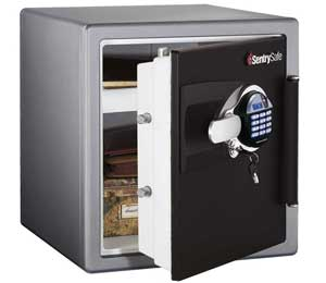 The SentrySafe opens with a biometric read of the fingerprint, and is a useful tool for securing small items like digital media and essential documents.