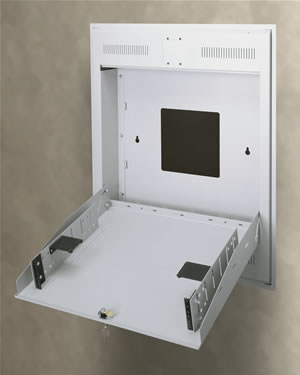 Middle Atlantic Products' TOR series wall racks tilt out for access to rack-mounted electronic hardware.