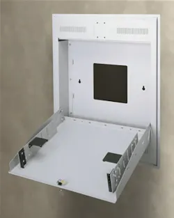 Middle Atlantic Products' TOR series wall racks tilt out for access to rack-mounted electronic hardware. Middle Atlantic Products' TOR series wall racks tilt out for access to rack-mounted electronic hardware.