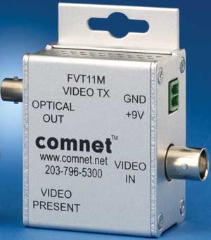The FVT11-m mini fiber optic video transmitter is ComNet's first fiber optic product. It converts a single baseband video channel to an optical signal and transmits it up to 2.5km to a fiber optic receiver where it is converted back to baseband video for