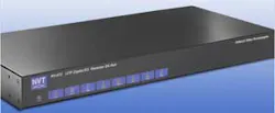 NVT's new line of video receiver hubs, the NV-872, seen here, as well as the NV–1672 and the NV-3272 are 8, 16, and 32-channel active hubs that allow for the transmission of real-time monochrome or color video at distances up to one mile. NVT's new line of video receiver hubs, the NV-872, seen here, as well as the NV–1672 and the NV-3272 are 8, 16, and 32-channel active hubs that allow for the transmission of real-time monochrome or color video at distances up to one mile.