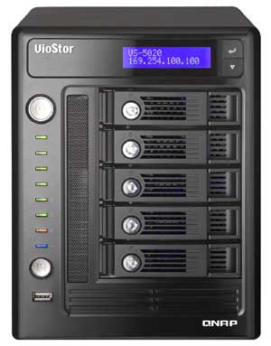 Designed to meet the high security demand of the business market, QNAP's VioStor-5020 NVR combines a number of industry-leading features, such as 20-channel real-time recording, five hot swappable SATA drives, dual Giga LAN, and advanced RAID configuratio