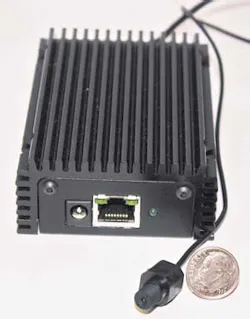 The MCHIP1 surveillance solution from Aigis Mechtronics is ideal for temporary investigations or other sensitive security applications and comes equipped with a camera, cable, and small video server with an RJ45 Ethernet connection. The MCHIP1 surveillance solution from Aigis Mechtronics is ideal for temporary investigations or other sensitive security applications and comes equipped with a camera, cable, and small video server with an RJ45 Ethernet connection.