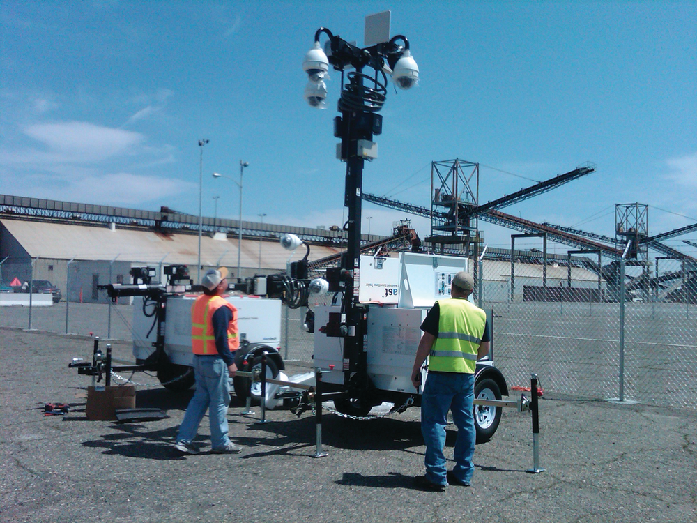World Telecom & Surveillance employees initially set up portable surveillance trailers, which were deployed across the Sacramento River from the port to view the opposite shore and access to the waterway.