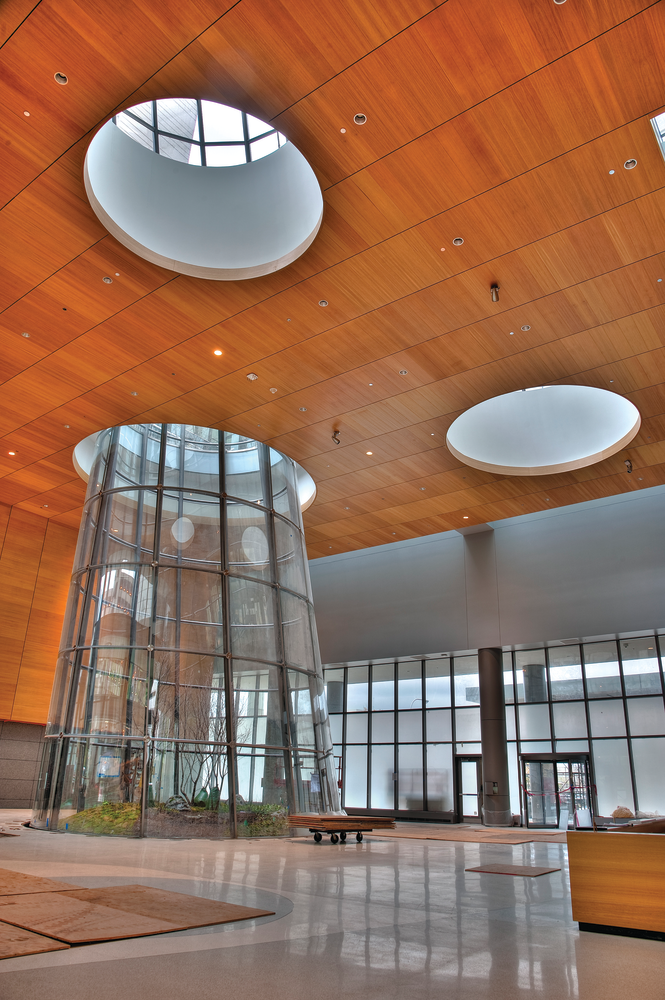 The atrium of the building was built for light-letting and also can convert into an emergency room in the event of a catastrophe.