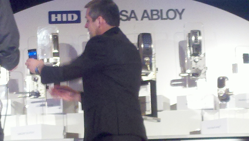Unlocking doors using NFC phones at an HID Global event during ISC West 2012