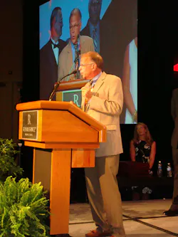 Dan Budinoff, president and owner of Security Specialists in Stamford, Conn., accepts his accolade as the Morris F. Weinstock Person of the Year at an awards ceremony during ESX 2012 in Nashville. Dan Budinoff, president and owner of Security Specialists in Stamford, Conn., accepts his accolade as the Morris F. Weinstock Person of the Year at an awards ceremony during ESX 2012 in Nashville.