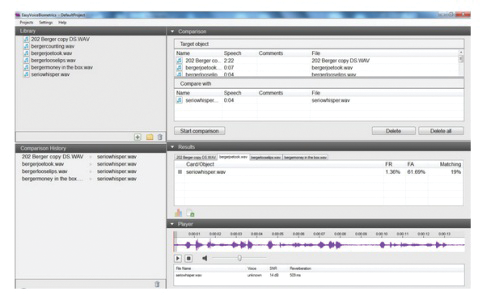 A screenshot of Easy Voice Biometric's new voice identification software.