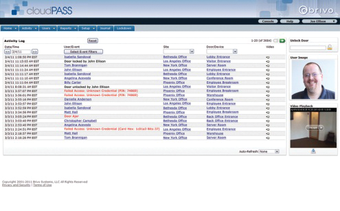 A screenshot of Brivo's new CloudPass physical access control system.
