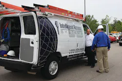 Derek Bischoff and Tim Bullock (blue shirt) load up for a day’s work out of the Raleigh office of Intelligent Access Systems. Derek Bischoff and Tim Bullock (blue shirt) load up for a day’s work out of the Raleigh office of Intelligent Access Systems.