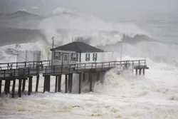Piers and boardwalks were washed out completely by Hurricane Sandy. Piers and boardwalks were washed out completely by Hurricane Sandy.