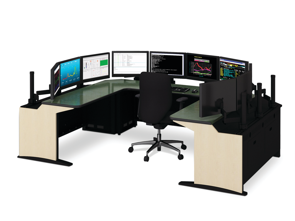 , E-SOC control stations feature Winsted&rsquo;s innovative Versa-Trak monitor mounting system