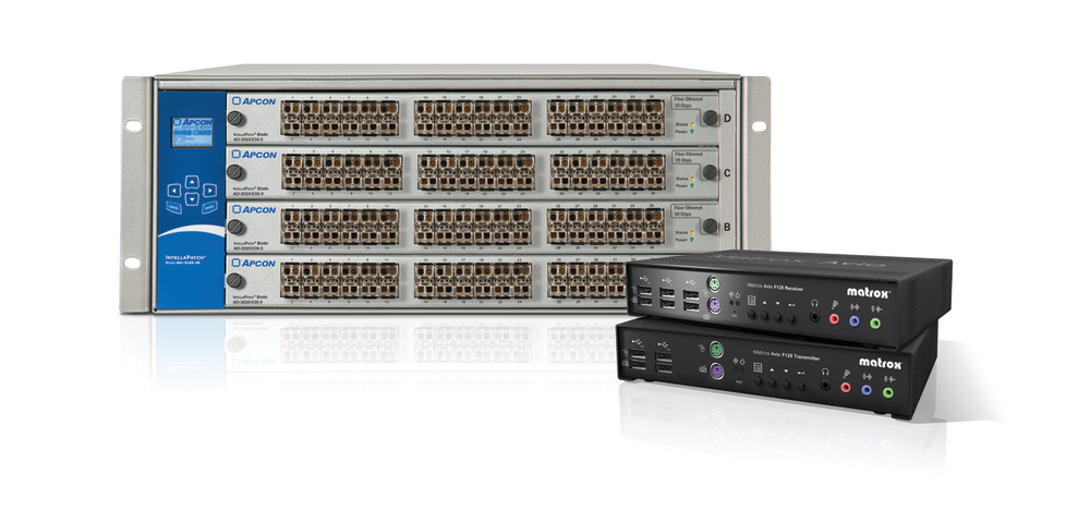 Matrox Avio KVM extenders are compatible with APCON IntellaPatch&circledR; Series 3000 XE network switches, supporting 10Gbps and forming the world&rsquo;s highest-bandwidth KVM extension and switching solution.