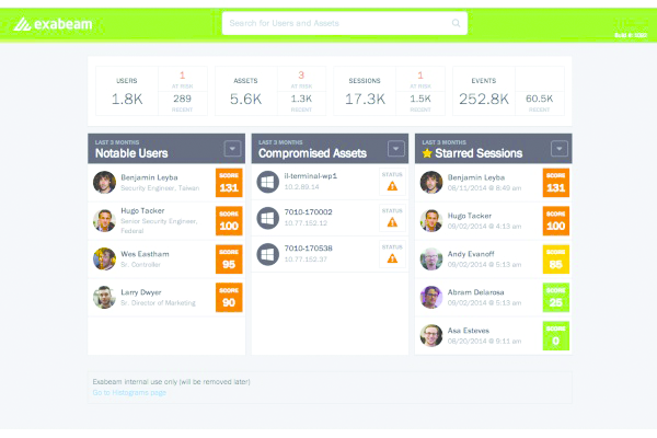 A screenshot of the Exabeam software.