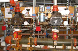 Dry-pipe suppression systems are found where the sprinkler pipes may be exposed to low temperatures and freezing may occur, such as northern parts of the country and in refrigerated storage areas. Dry-pipe suppression systems are found where the sprinkler pipes may be exposed to low temperatures and freezing may occur, such as northern parts of the country and in refrigerated storage areas.