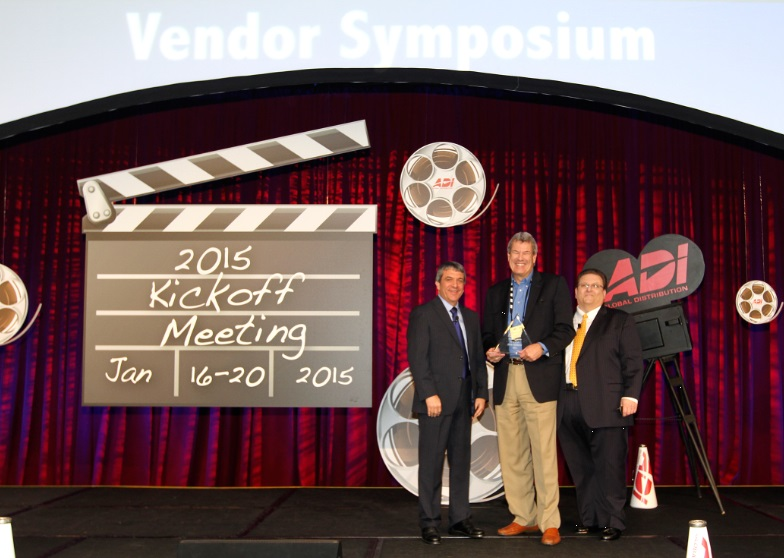 From left to right: Michael Flink, ADI Global President; Gordon Lang, Director of Strategic Partners at Hikvision USA; Andy Morra, ADI Global Vice President of Marketing.