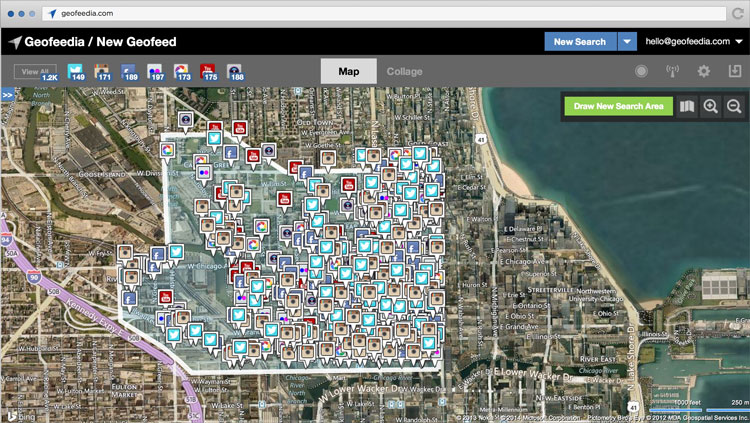 Geofeedia enables organizations to filter and analyze social media content by location in real-time across multiple sources