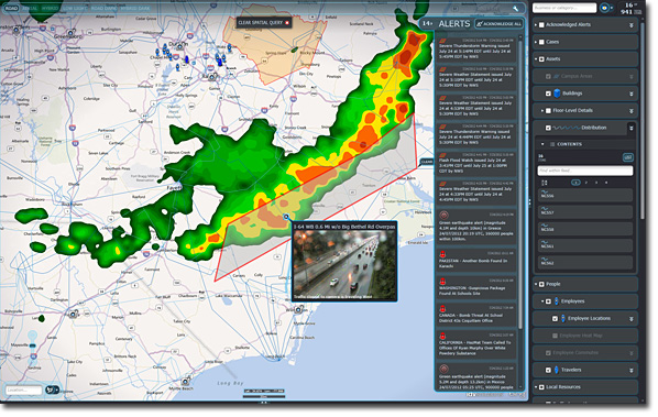 Visual Command Center helps organizations take command of risk by providing a real-time, common operating picture of their assets, personnel and operations in relation to potential threats to those assets