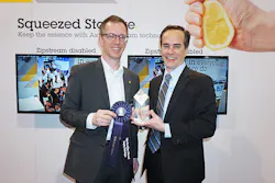Stefan Lundberg (left), expert technologies engineer, and James Marcella (right), director of technical services, accepted the SIA New Product Showcase award for Axis’ Zipstream technology April 15 at ISC West. Stefan Lundberg (left), expert technologies engineer, and James Marcella (right), director of technical services, accepted the SIA New Product Showcase award for Axis’ Zipstream technology April 15 at ISC West.