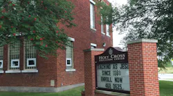 The 130-student campus consists of a church, rectory with administrative offices and private K-8 school all on one large campus in a rural area. The 130-student campus consists of a church, rectory with administrative offices and private K-8 school all on one large campus in a rural area.
